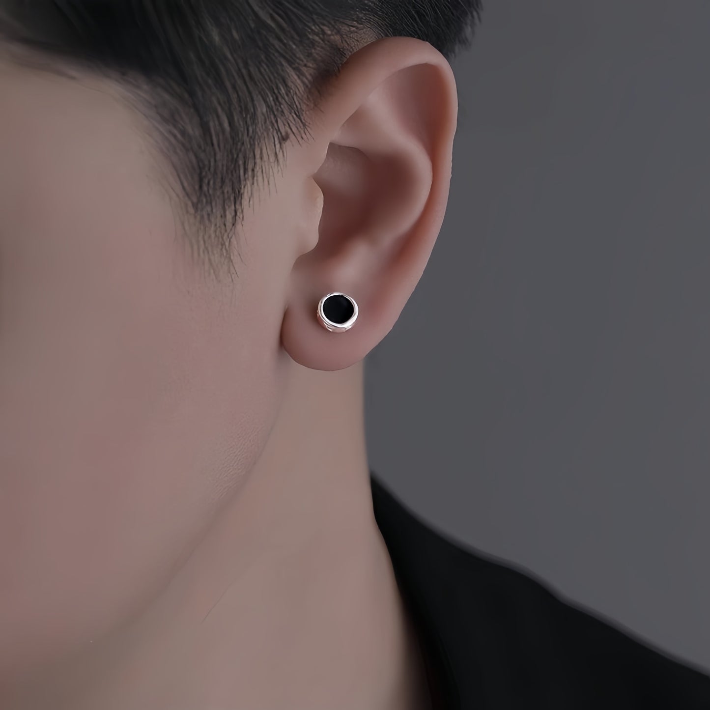 New 999 Sterling Silver Stud Earrings for Men Trendy