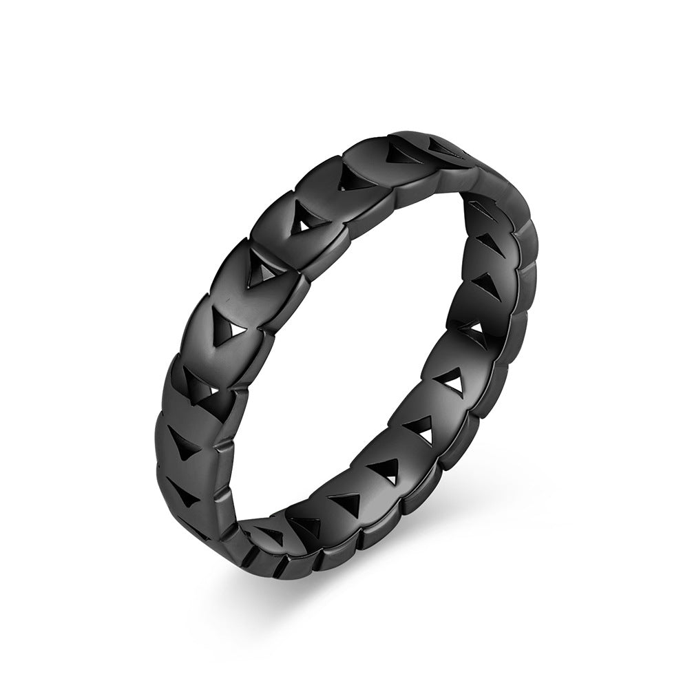 Hollow Olive Leaf Stainless Steel Ring Women's Stainless Steel