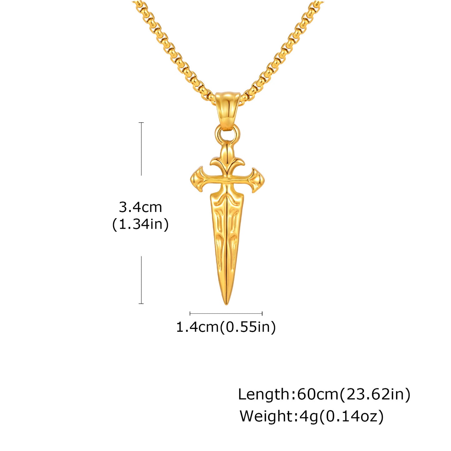 Planderful Stainless Steel Sword Cross Pendant For Men