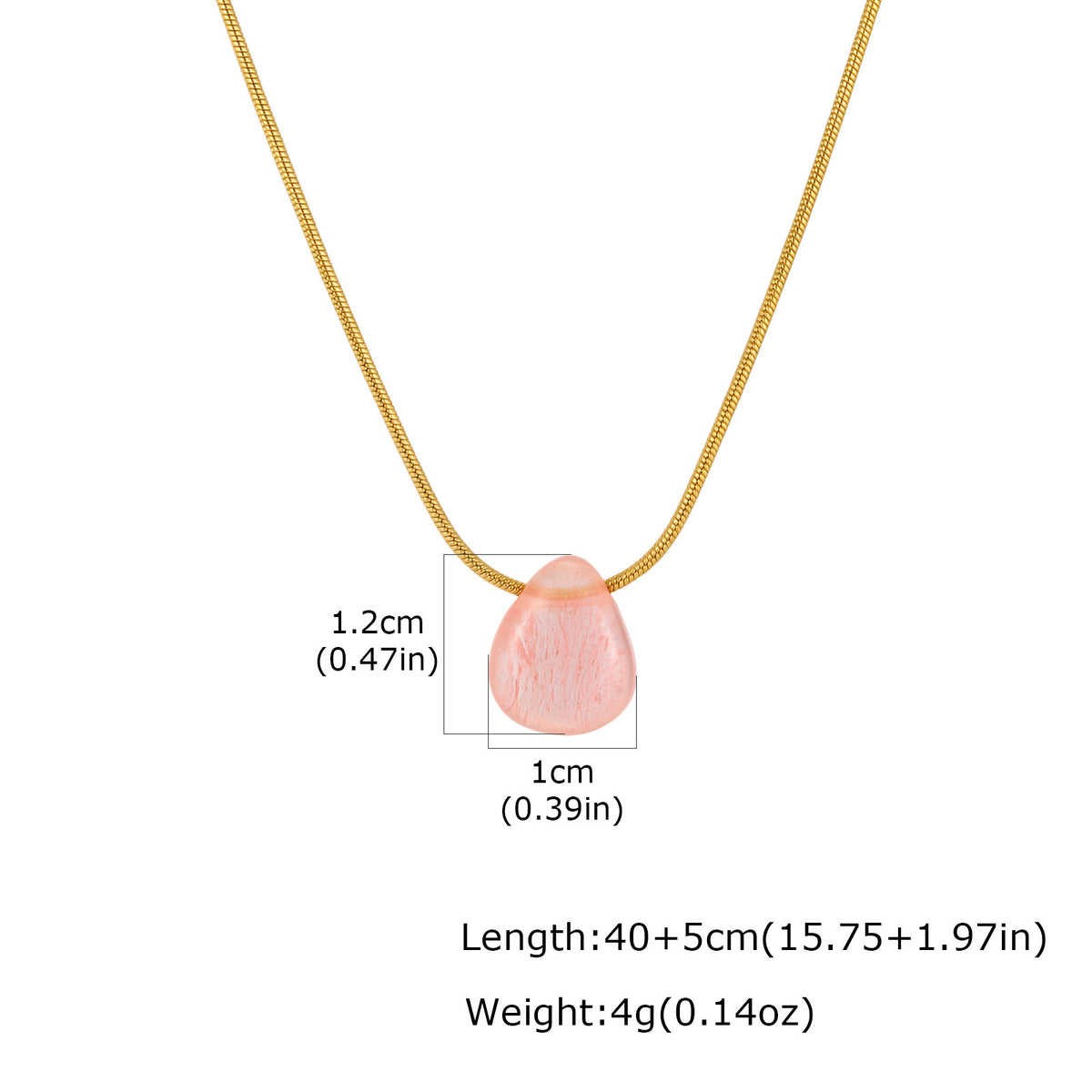 Stainless Steel Green Dongling Water Drop Round Snake Chain Necklace Collarbone Chain