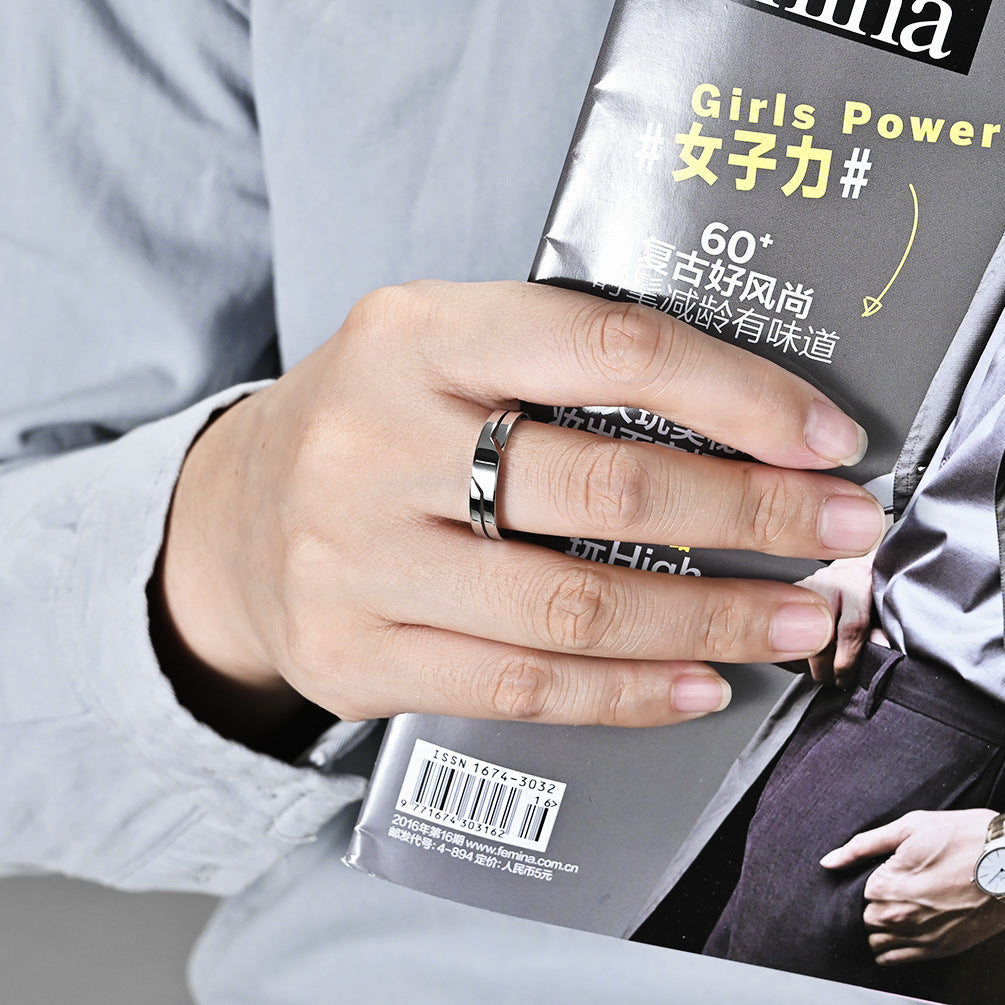 Simple And Cold Neutral Wind Element Ring For Men And Women