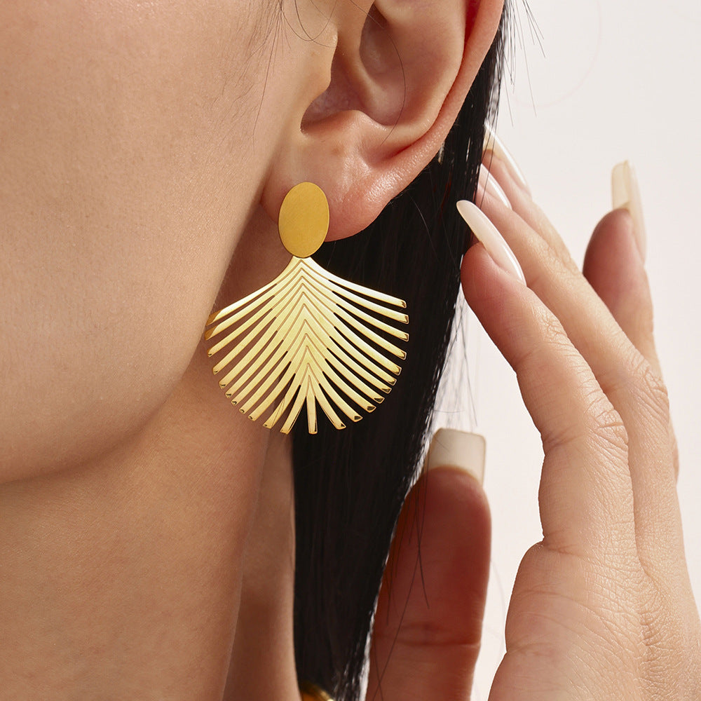 Planderful Gold Plated Stainless Steel Earrings For Women