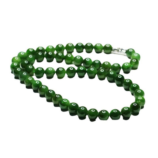 Natural Hetian Jade Necklace Russian Material Jasper Bead Chain Jade Jewelry