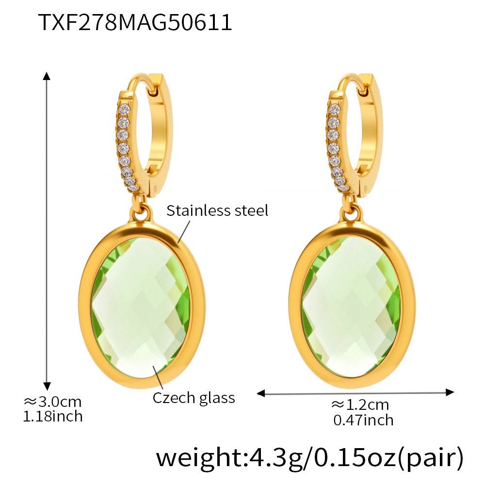 Planderful Lido Cut Oval Czech Glass Zircon Earrings Party