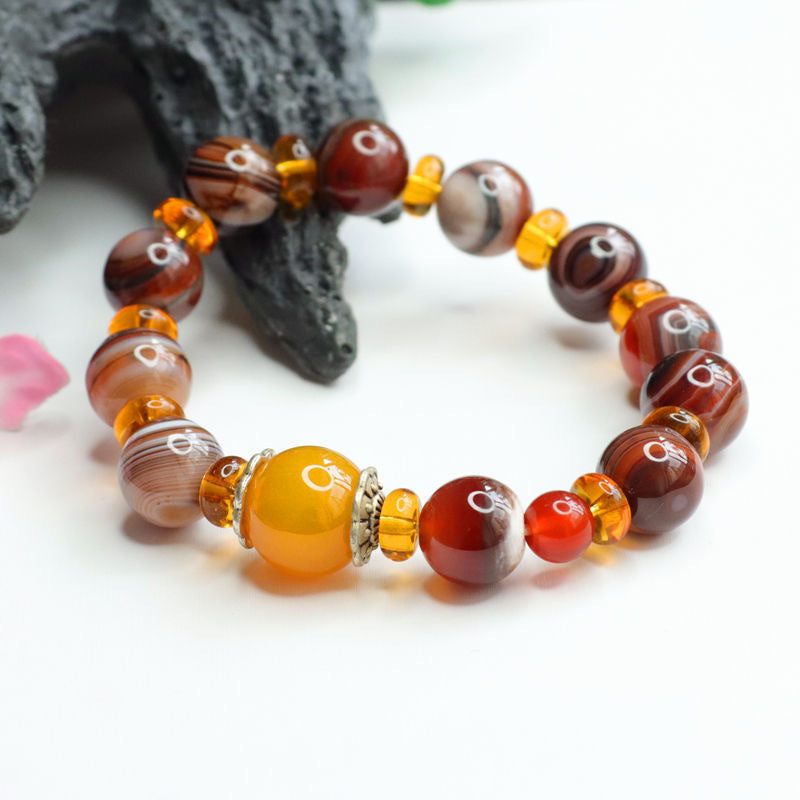 Pretty Color Chalcedony Bracelet With Natural Agate