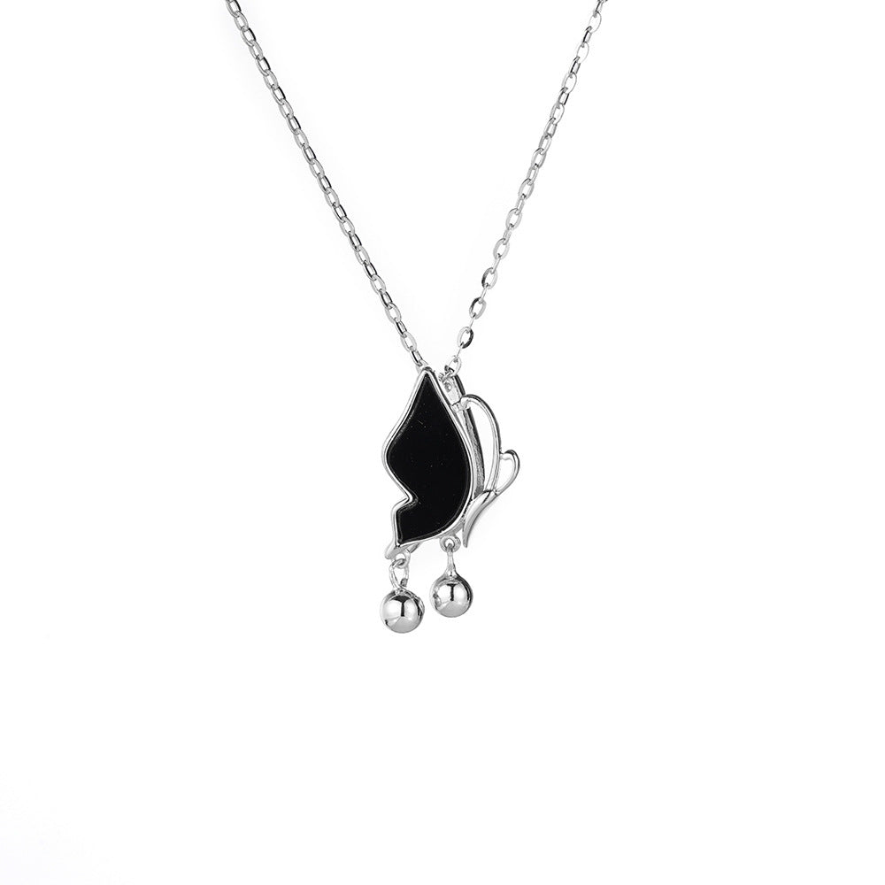 Korean Version Ins Wind S925 Silver Necklace Women's Butterfly Pendant Luxury Collarbone Chain