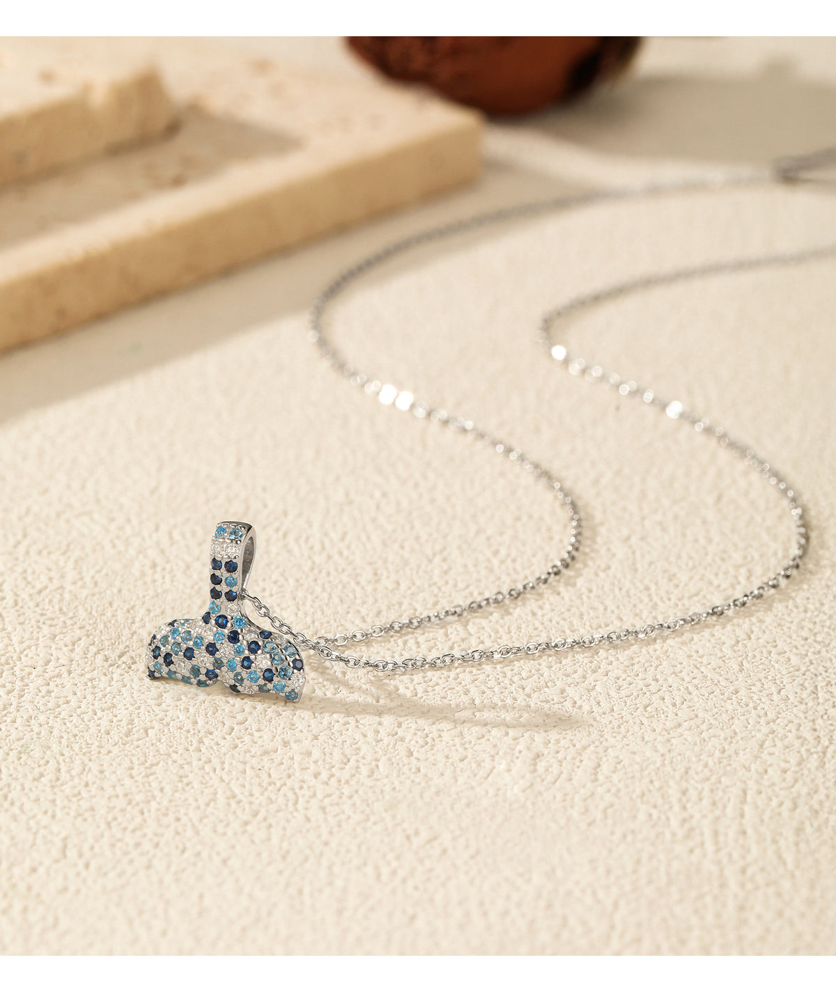 925 Sterling Silver Mermaid Tail Zircon Necklace