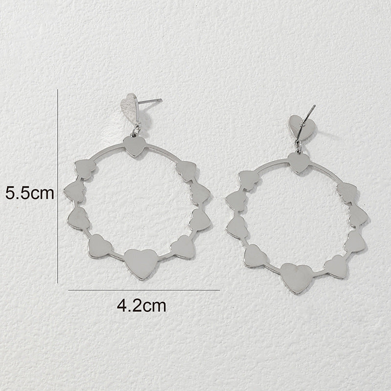 Vintage Inspired Metal Love Pendant Earrings in Internet Red Style