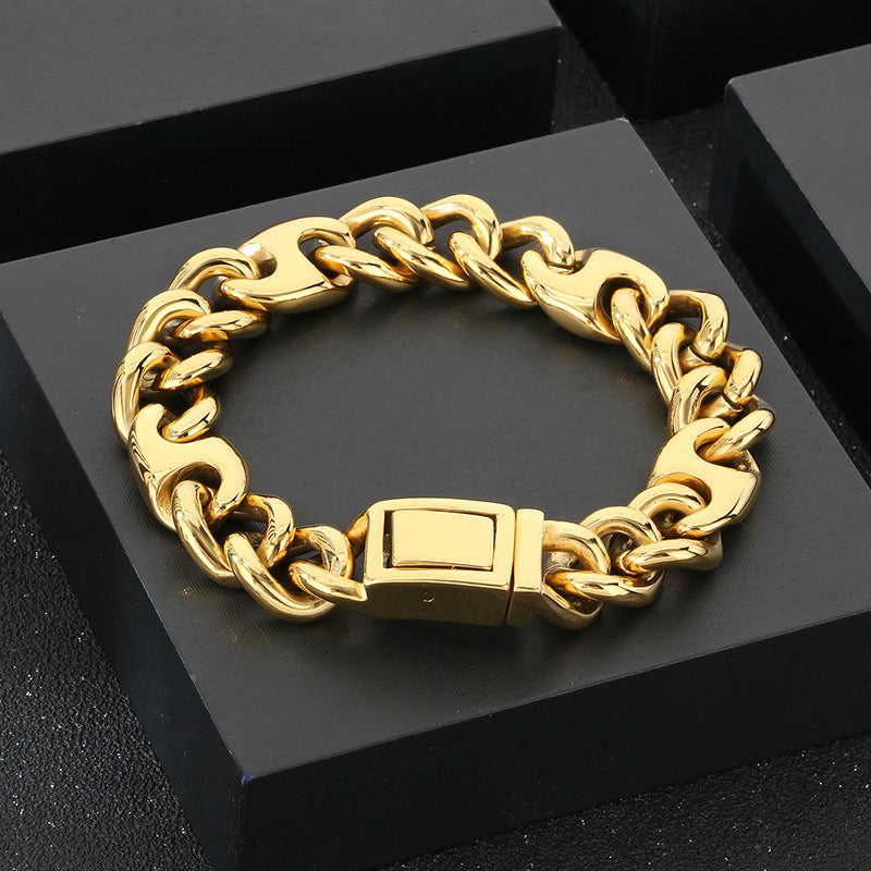 Planderful Men's Hip Hop Stainless Steel Cuban Bracelet