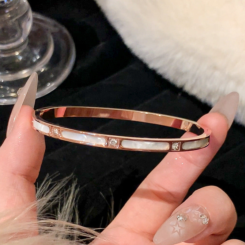 Planderful Jewelry Titanium Steel Zircon Bracelet