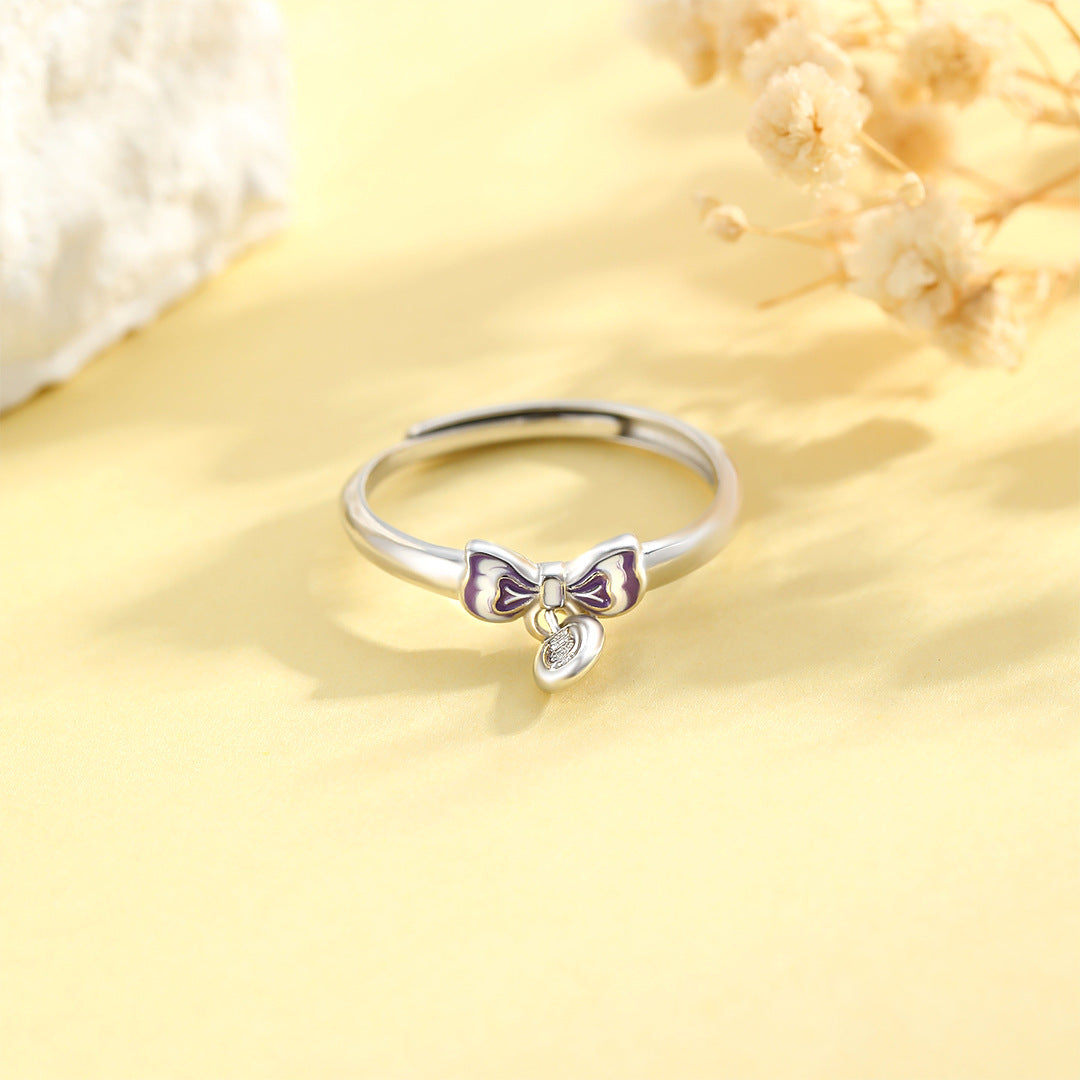 Bow Safety Ring For Women S925 Sterling Silver Adjustable Luxury Tail Ring By Planderful Everyday Genie