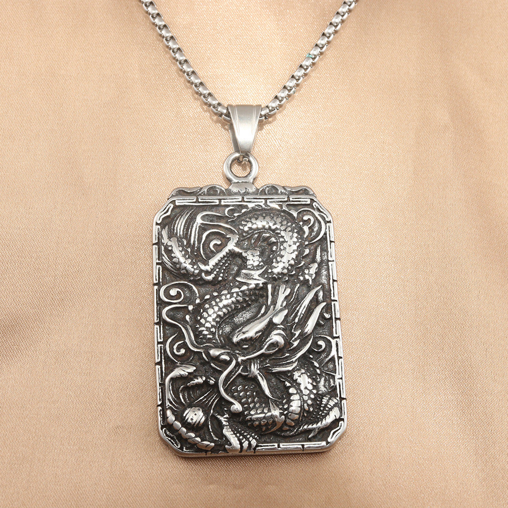 European And American Stainless Steel Dragon Pendant Necklace