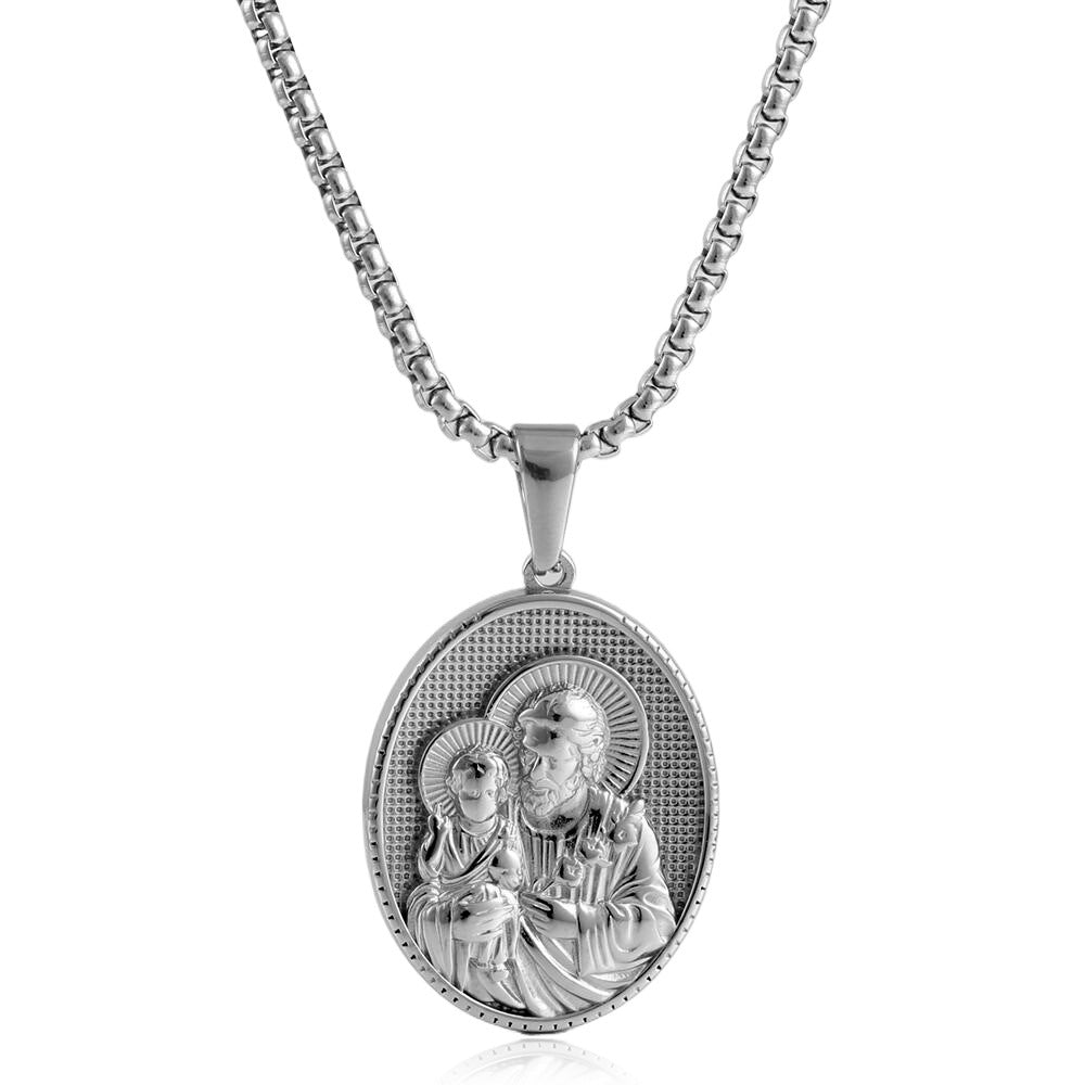 European And American Stainless Steel Oval Pendant Necklace