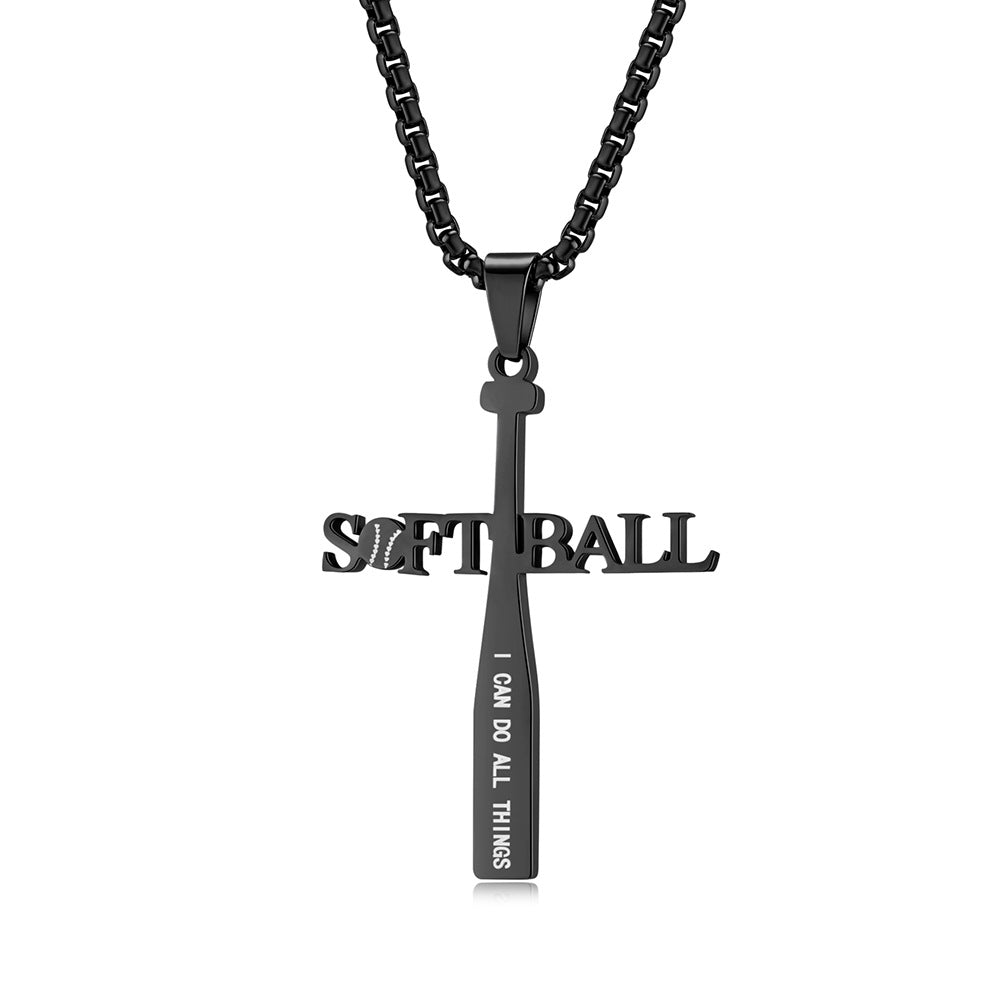 Baseball Necklace Titanium Steel Gold Letter Pendant For Athletes By Planderful Everyday Genie