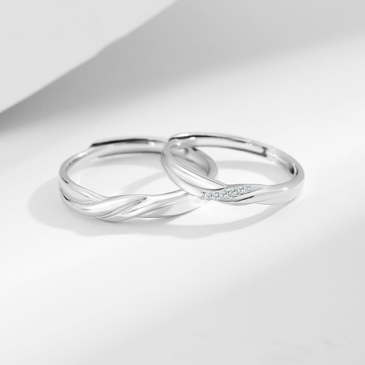 Planderful Everyday Genie – S925 Sterling Silver Kink Open Couple Rings Niche Design