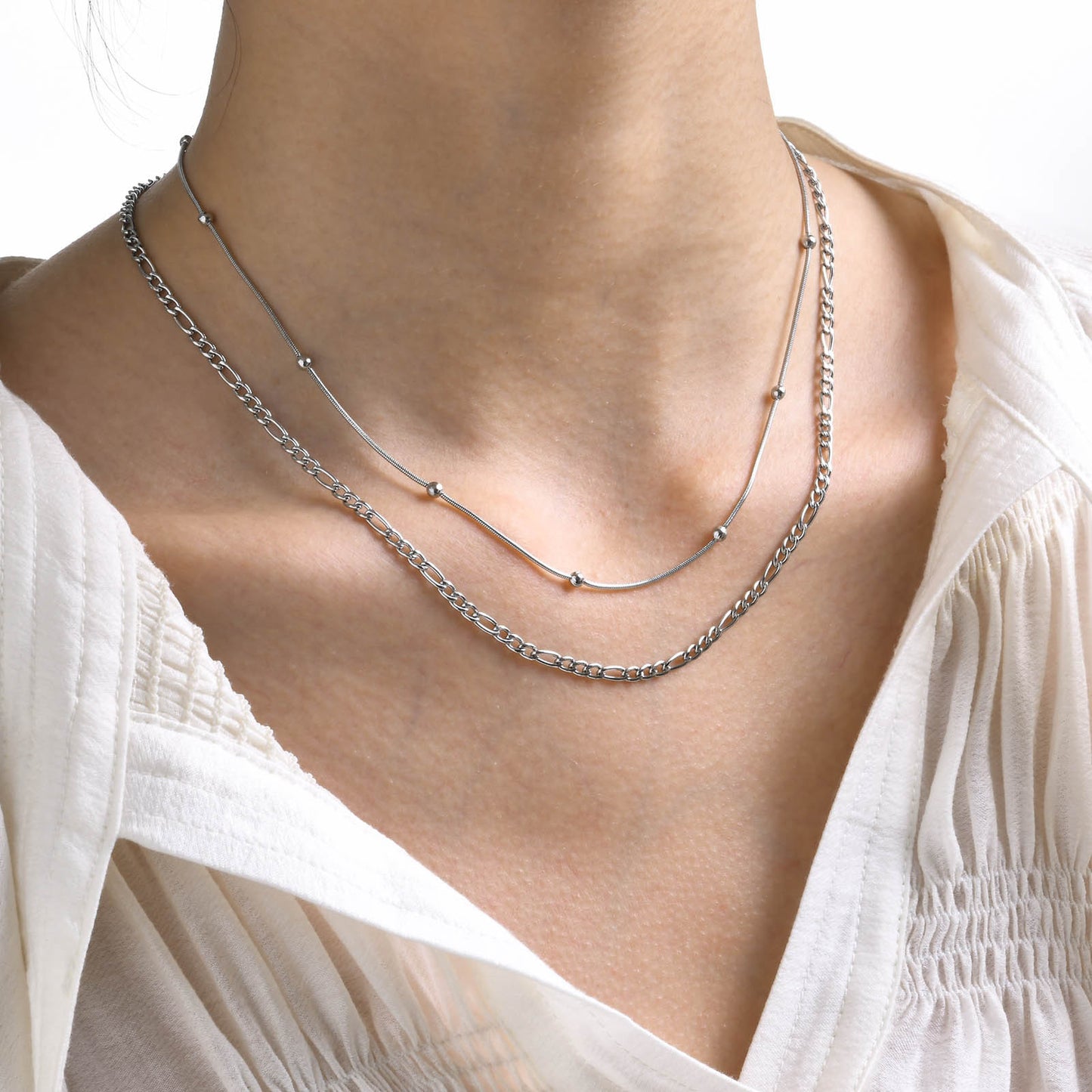 European And American Simple Double-Layer Stainless Steel Necklace