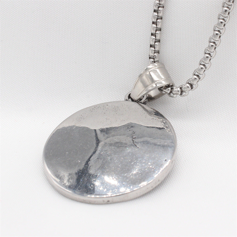 Nordic Viking Celtic Wolf and Crow Pendant for Men in Titanium Steel