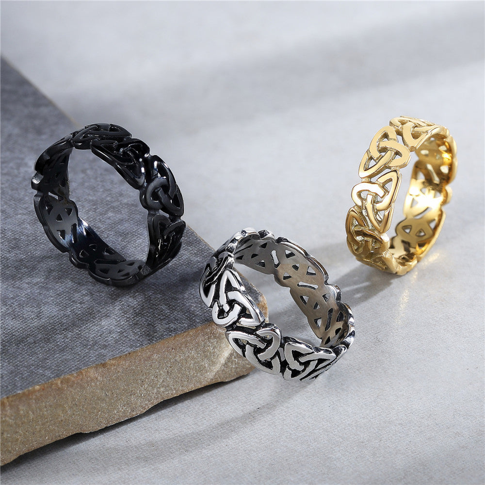 Planderful Steel Viking Celtic Ring For Men And Unisex Retro Protection Statement Size 7 To 12