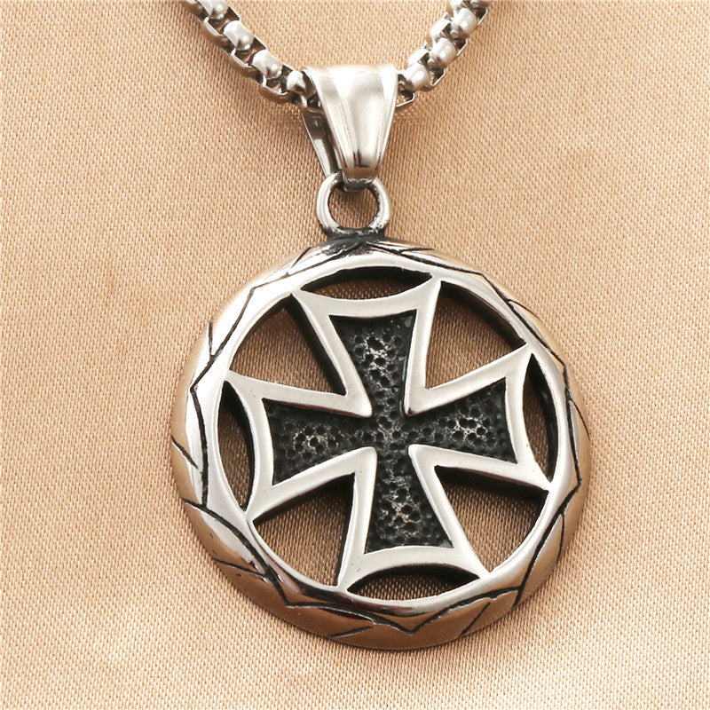 Personalized Titanium Steel Hollow Cross Pendant Necklace for Men - Retro Punk Trendy Design