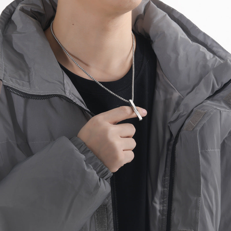 Planderful Personalized Hip Hop Mens Stainless Steel Necklace With Twisted Pendant Premium Gift