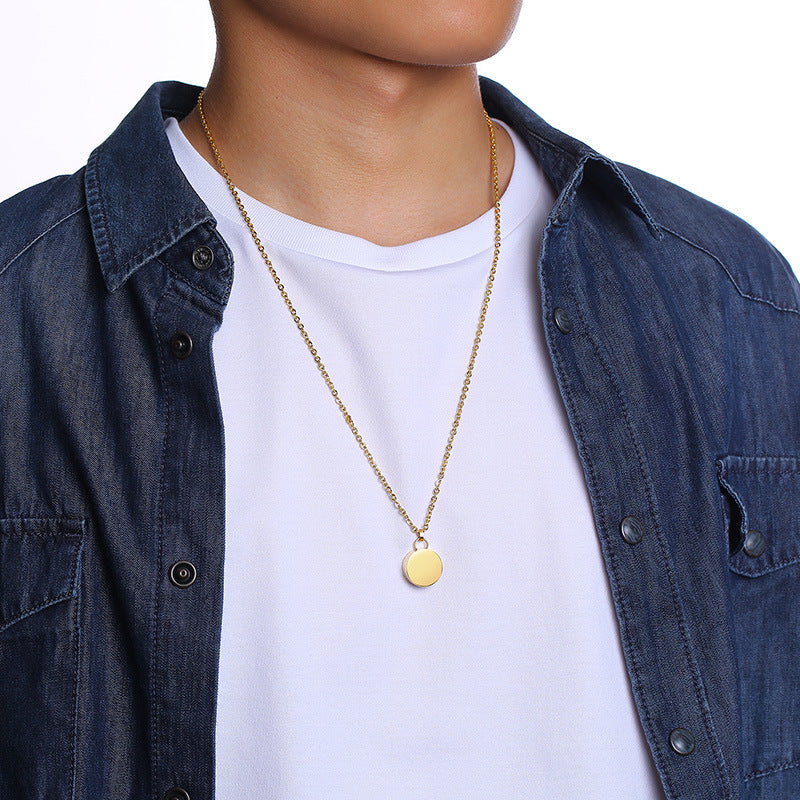 Cross-Border Jewelry Round Brand Stainless Steel Pendant for Men