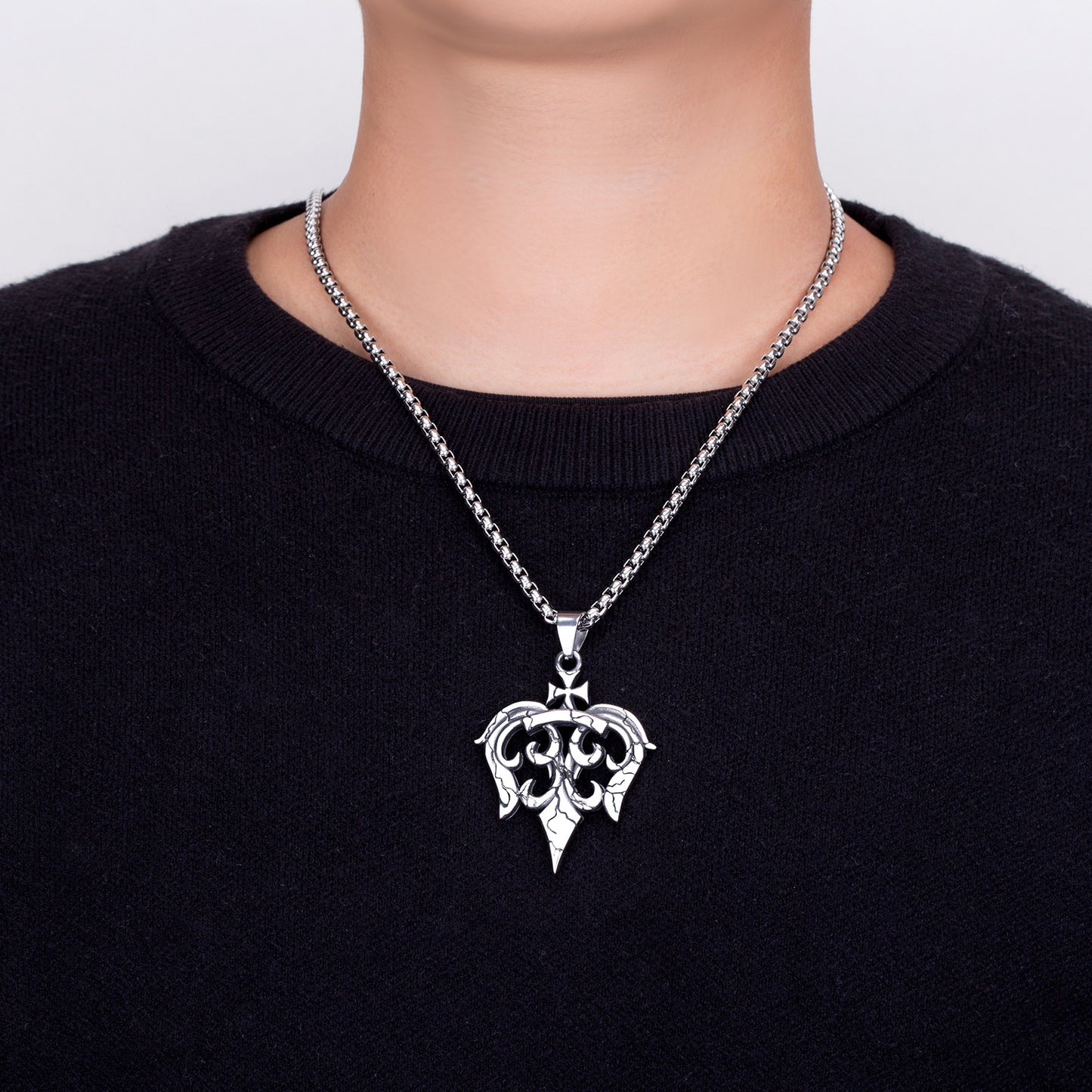 Steel Necklace – Vintage Military Flower Cross Retro Pendant For Men And Women – Planderful