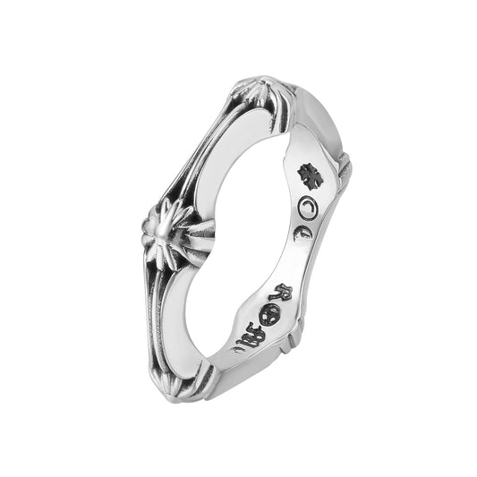 Cross Flower Connected Titanium Steel Ring for Men