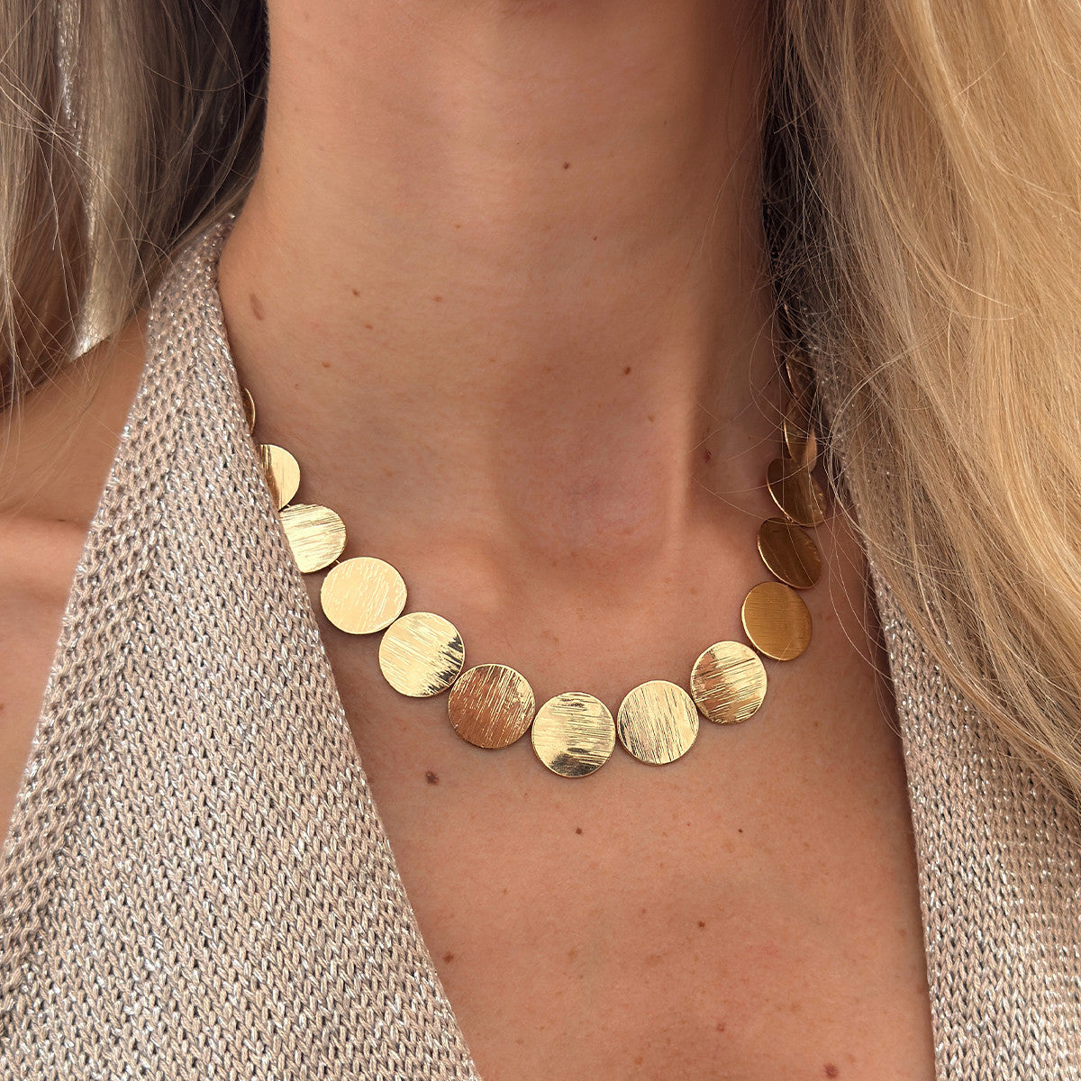 Geometric Coin Disc Necklace