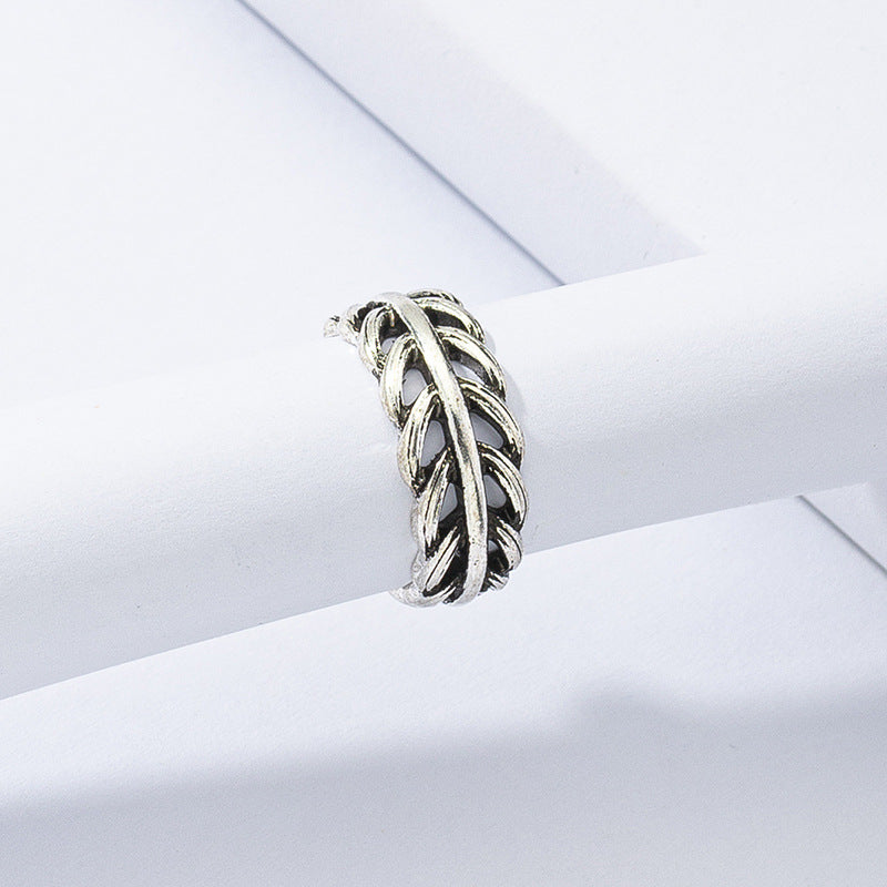 Unique Vintage Leaf Hollow Ring from Vienna Verve Collection