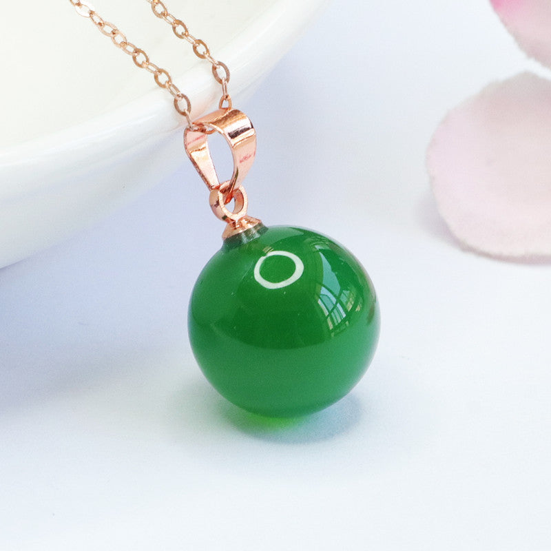 Rose Gold Necklace with Natural Ice Chalcedony Bead Pendant