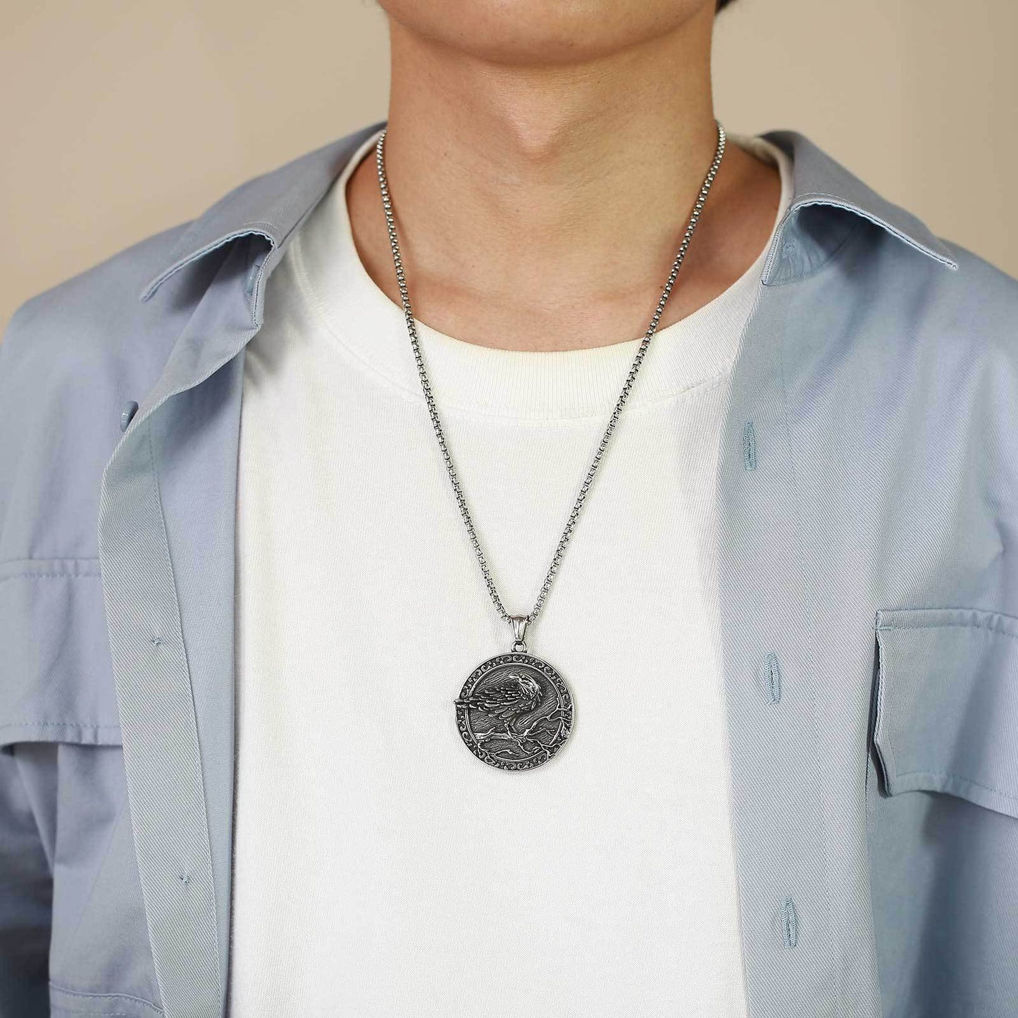 Cross-Border Hip-Hop Wind Pendant Steel Viking Crow Pendant