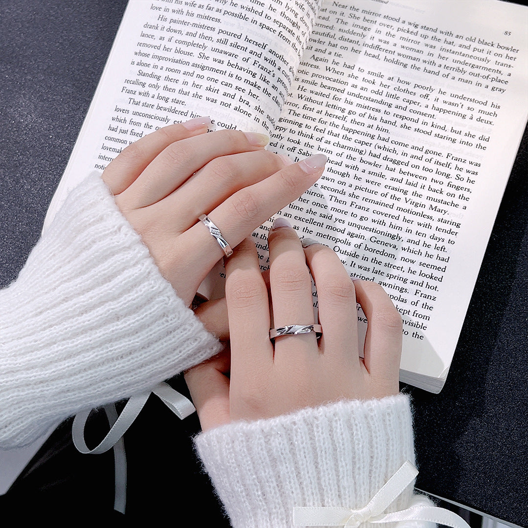 Planderful Magnetic 925 Sterling Silver Couple Ring for Him and Her Adjustable Light Luxury