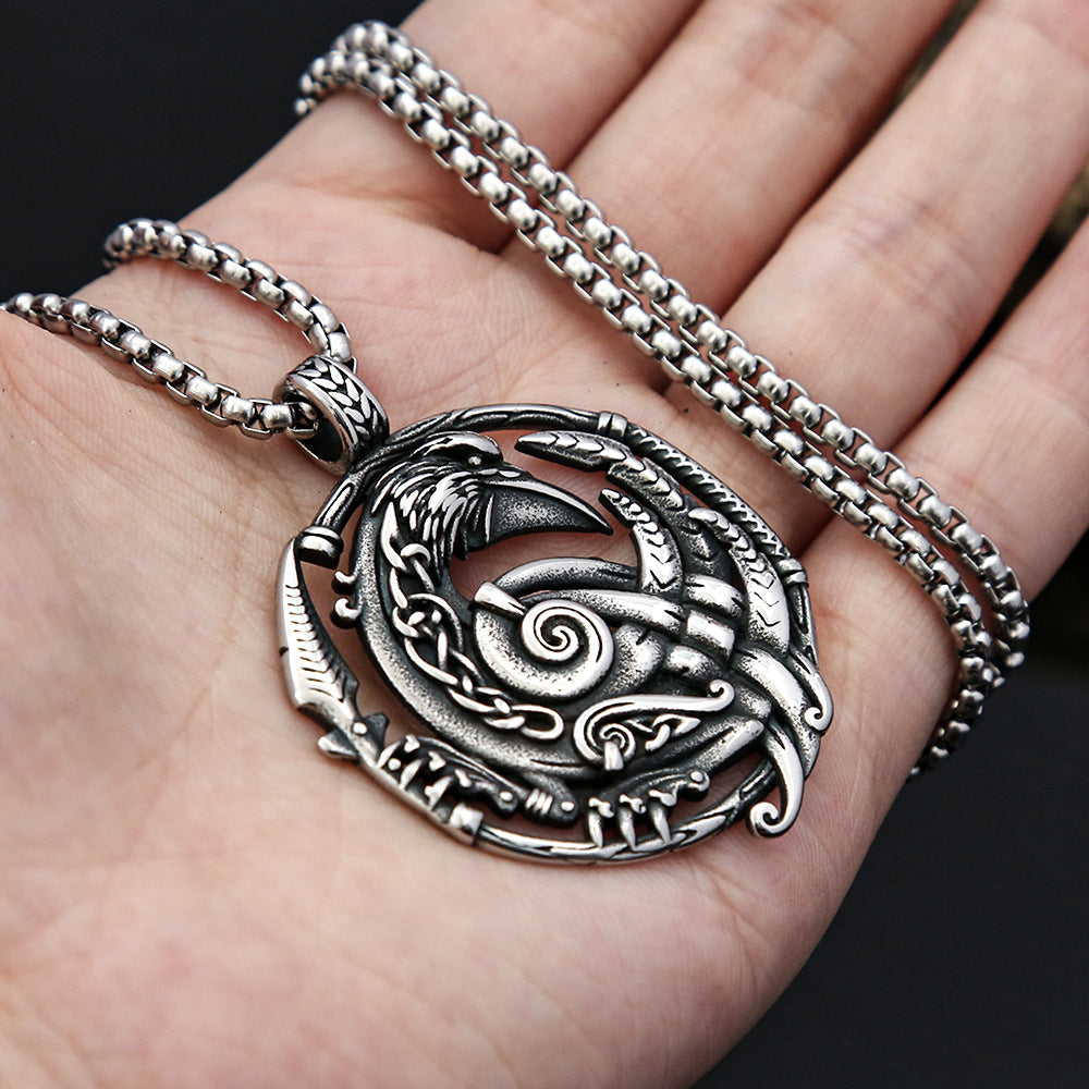 European And American Retro Men's Stainless Steel Viking Pendant Necklace