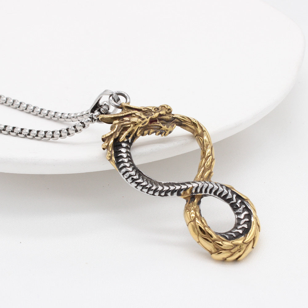 Planderful Dragon Pendant Titanium Steel Unisex Necklace Personalized For Men And Women Retro European American Style