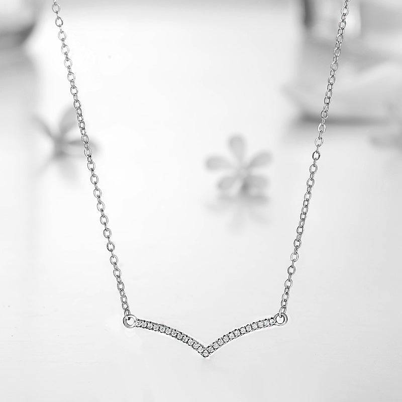 Sparkling Zircon Sterling Silver Girl Necklace - Elegant Minimalist Design