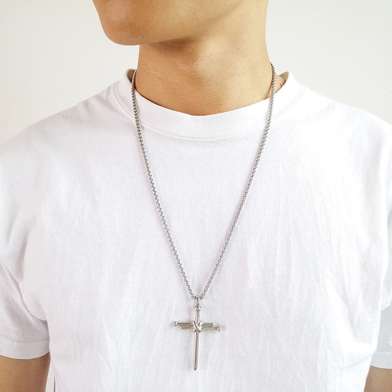 Stainless Steel Nail Cross Pendant for Men Wholesale Spot