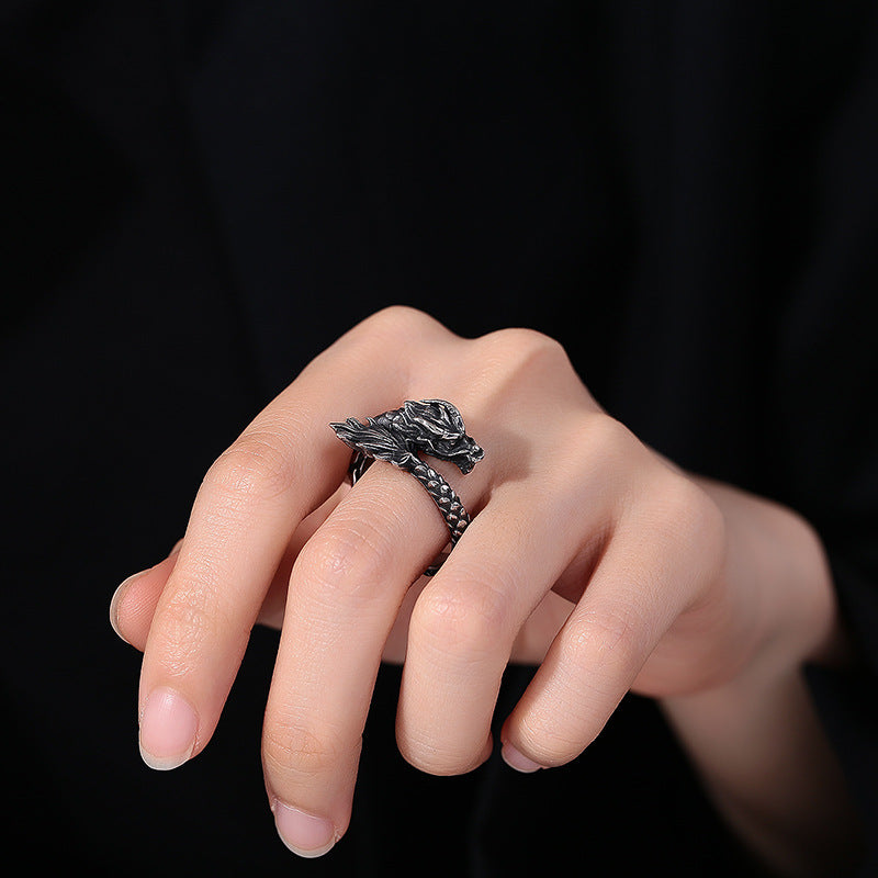 Steel Ring – Vintage Dragon Ring For Men