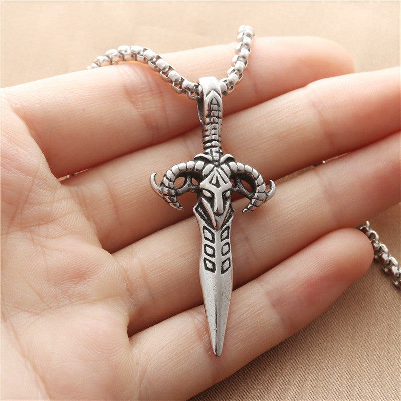 Titanium Steel Antelope Sword Pendant Personalized Necklace