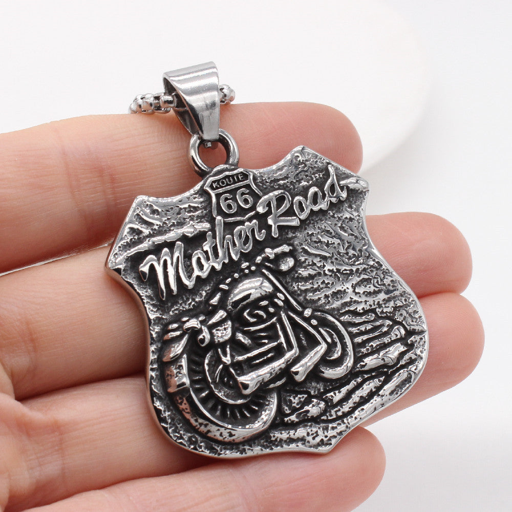 Personalized Retro Motorcycle Locomotive Titanium Steel Pendant for Men - Wholesale European and American Jewelry