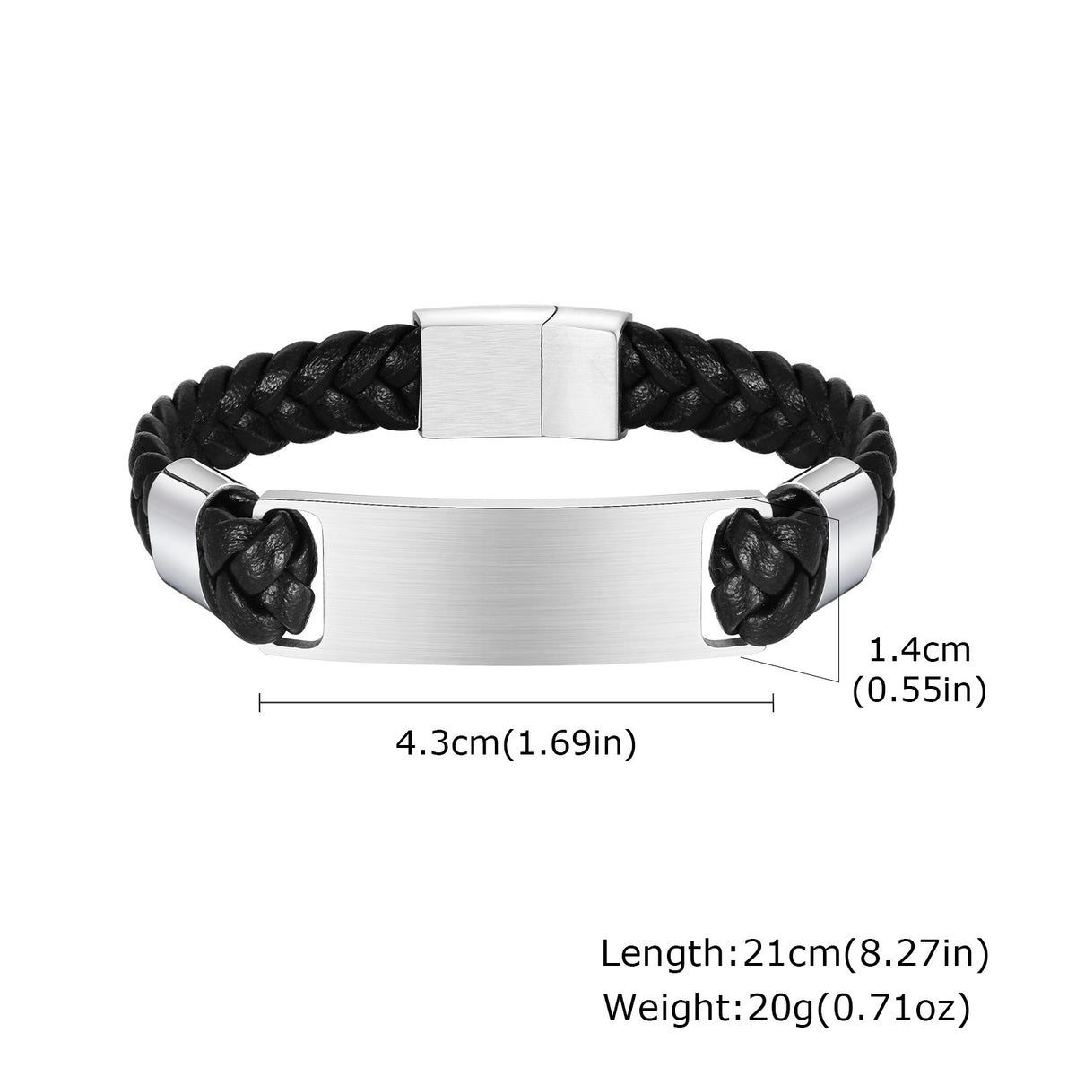 Bracelet Weaving Stainless Steel Leather Buckle Men's
