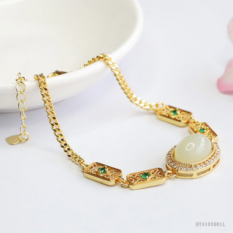 Hetian Jade Filigree Square Bracelet