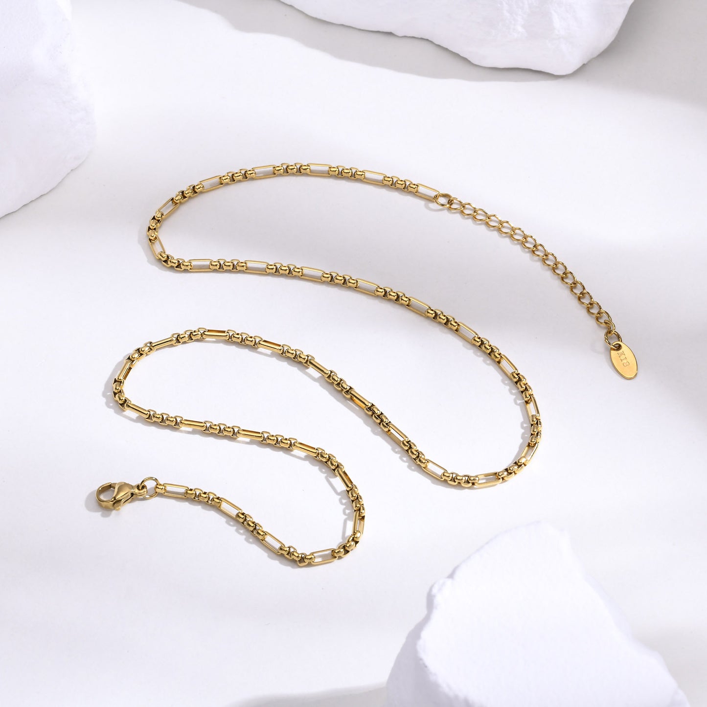 Fashion Accessories Stainless Steel Pearl Chain Necklace Bracelet Gold Set Women