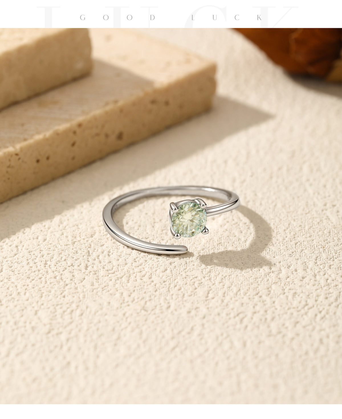 S925 Sterling Silver Adjustable Turquoise Moissanite Ring