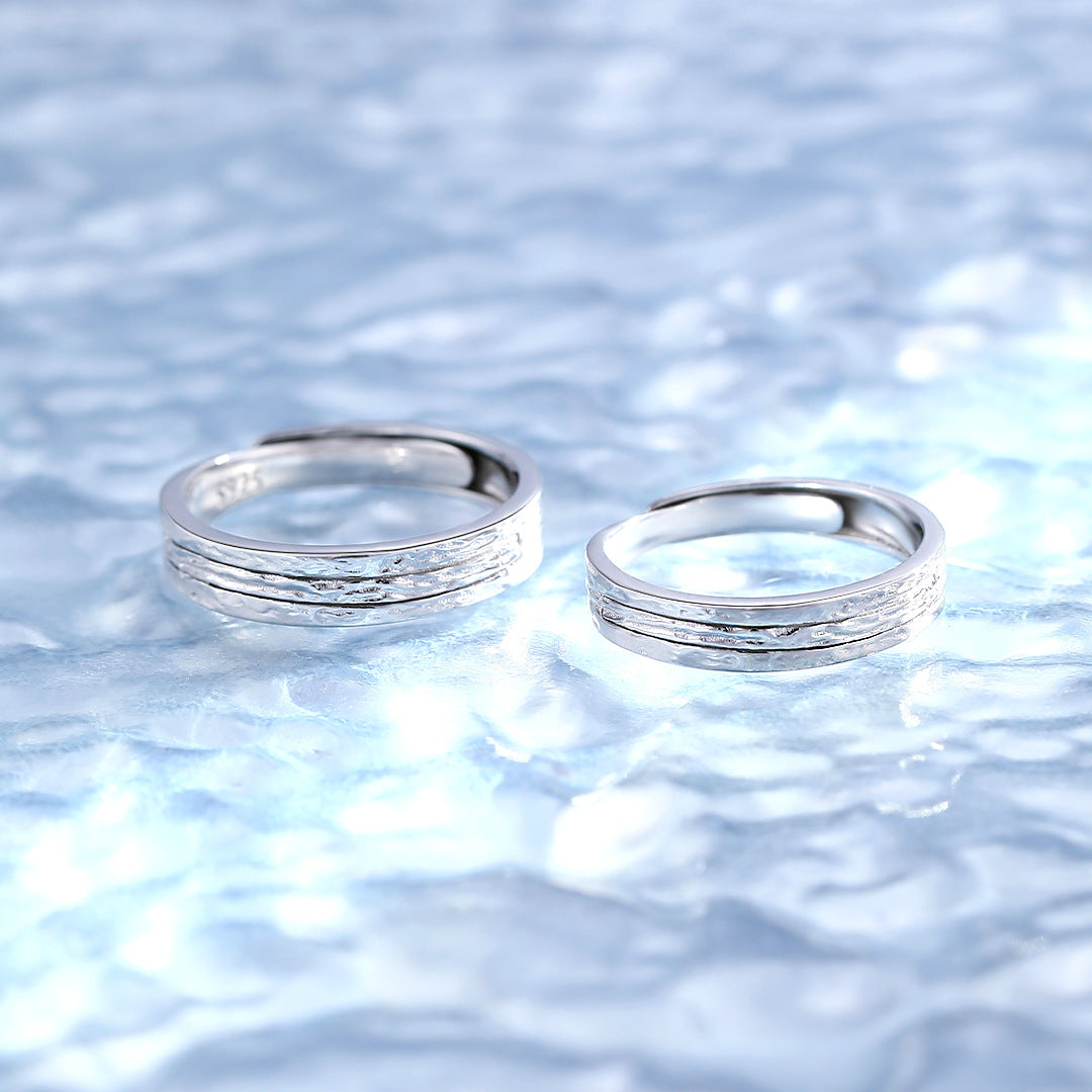 Planderful Sterling Silver S925 Couple Ring For Men And Women Adjustable Comfort Gift Idea
