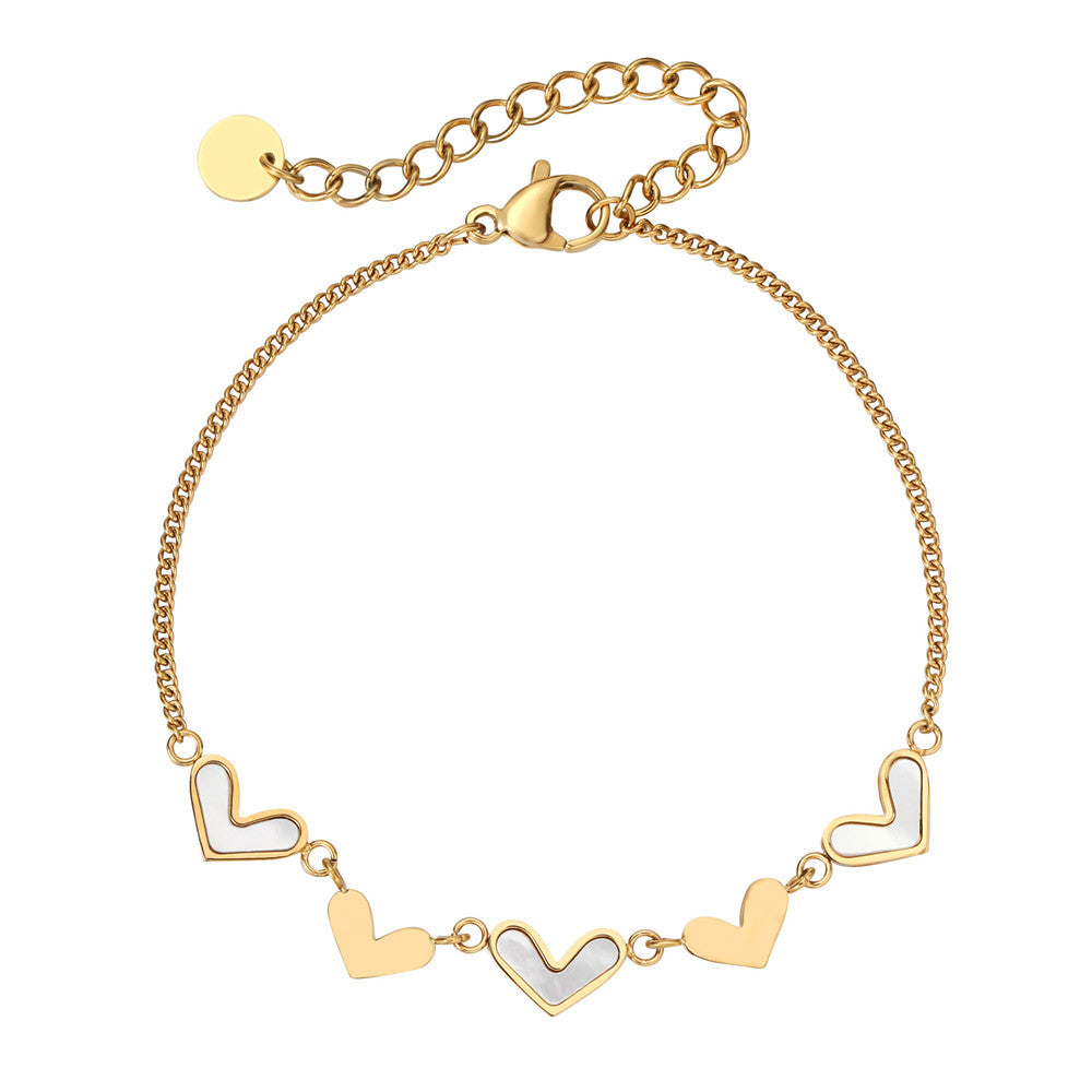Heart Shaped Shell Titanium Steel Bracelet For Women By Planderful Statement Jewelry Trendy Gift