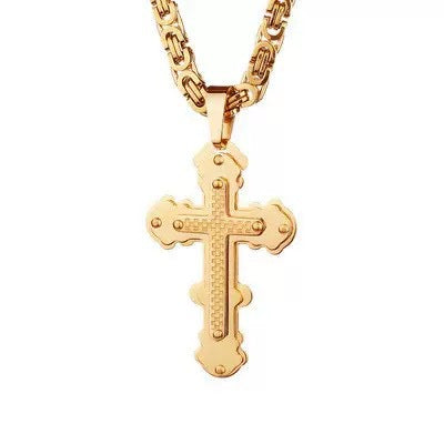 Planderful Triple Cross Pendant Necklace For Men Versatile