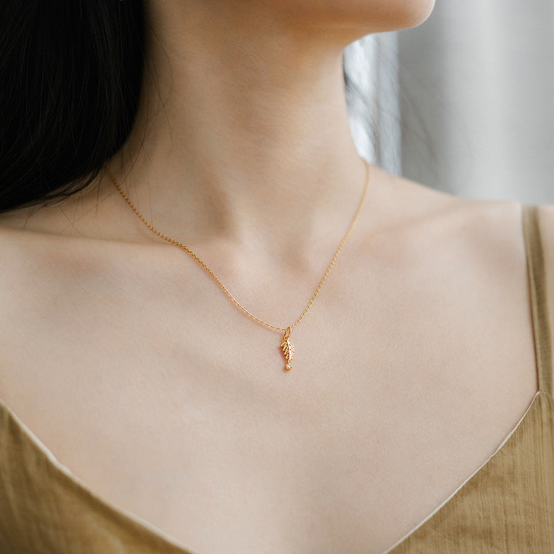 Olive Leaf Zircon Sterling Silver Pendant