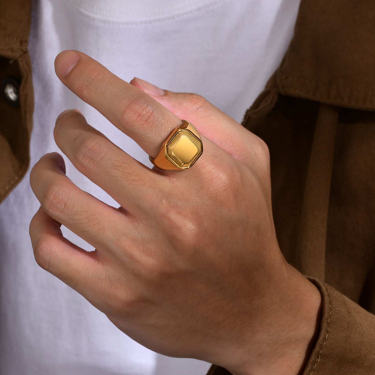 Accessories Stainless Steel Ring Unisex Men's and Women's Seal 18K Gold Ring