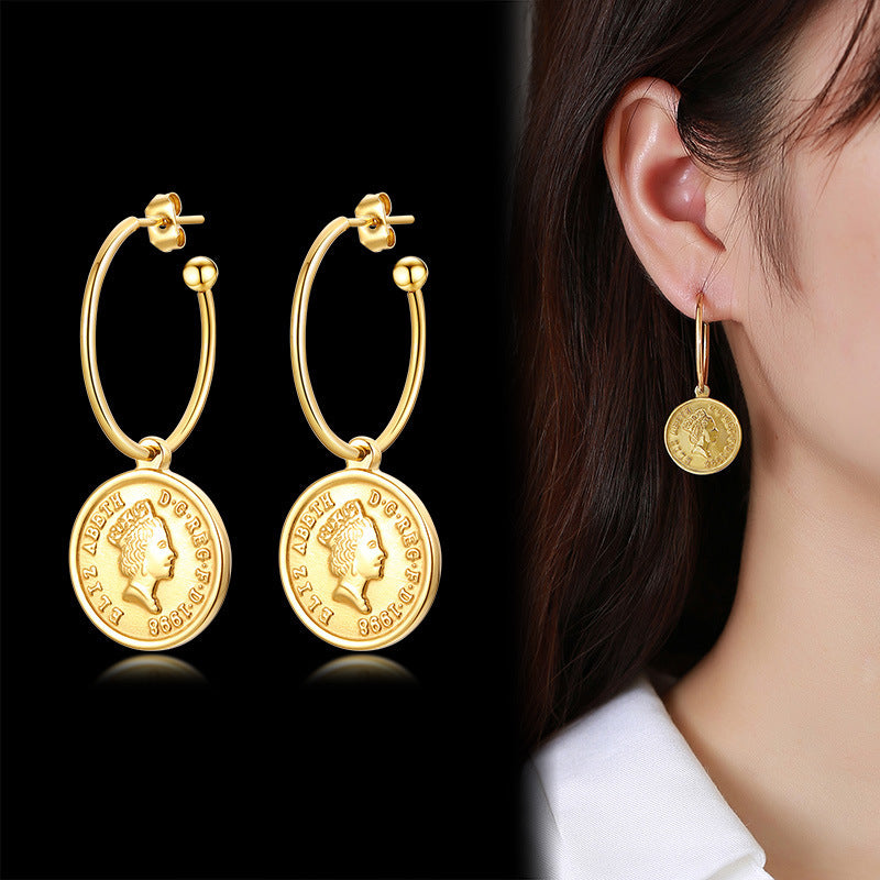 European And American Jewelry Stainless Steel Elizabeth Earrings