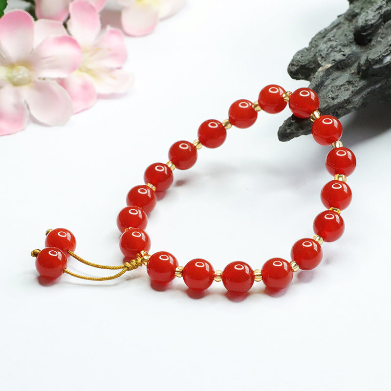 Fortune's Favor Sterling Silver Red Agate and Acacia Bean Bracelet